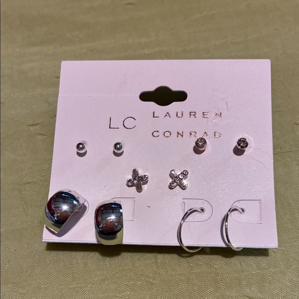 NWT’s-LC Lauren Conrad Silver and Black Earring Collection set of 5